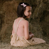 Girl's Classic Yellow Plaid Straps Dress With Pockets-TB00893-Veeddydropshipping